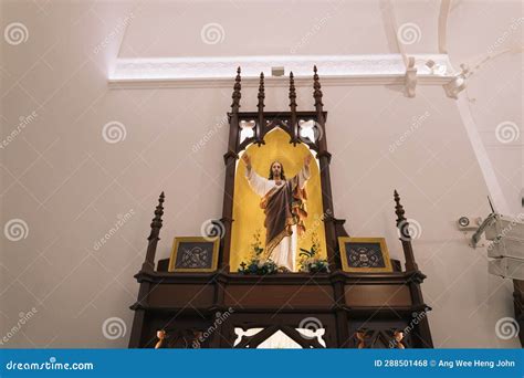 Catholic Church Interior - Sacred Heart Jesus Statue Stock Photo ...