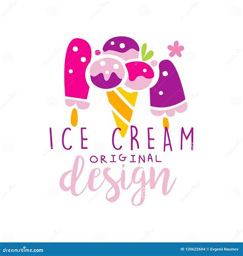 Ice Cream Original Logo Design Label For Confectionery Candy Shop