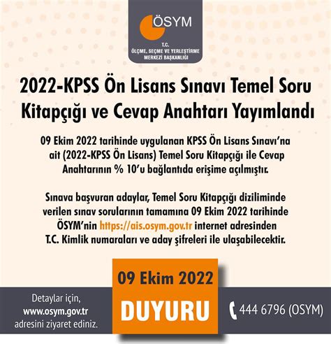 Ösym On Twitter 2022 Kpss Ön Lisans Sınavı Temel Soru Kitapçığı Ve