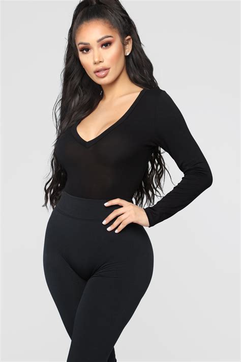 Voted Most Popular Bodysuit Black Fashion Nova Basic Tops