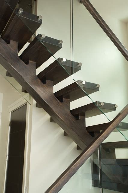 Solid White Oak Mono Stringer Contemporary Staircase Calgary By Specialized Stair And Rail