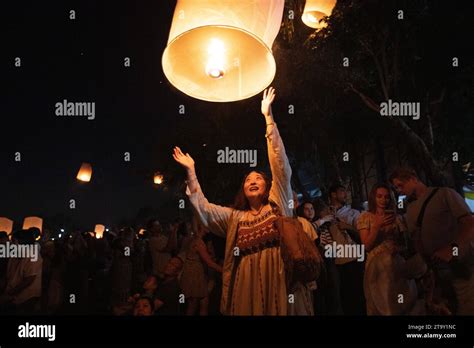 People Release Lanterns During Yi Peng Yee Peng Festival Loy