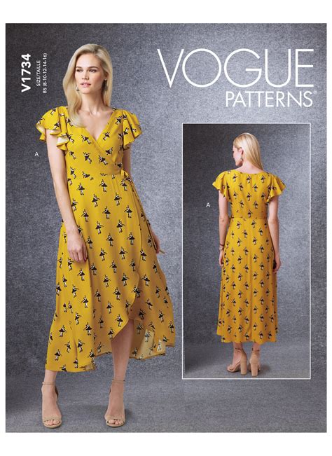 Vogue Patterns Misses Wrap Dresses With Ties Sleeve And Length