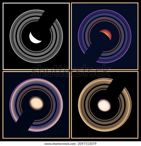 Two Stylized Vector Illustrations Saturn Unusual Stock Vector Royalty Free 2097153079