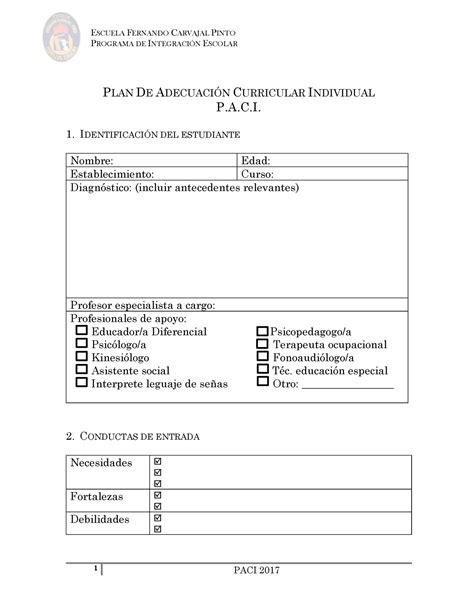 Paci Ejemplo De Como Realizar Un Paci Programa De Integracin