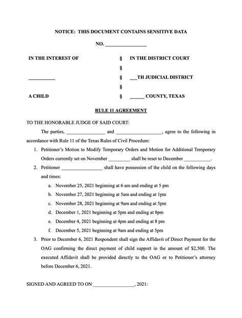 Rule 11 Agreement Template