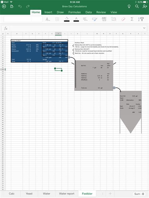 Brew Day Calculator Spreadsheet