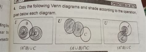 Solved UNT OPERATIONS ON SETS 4 Copy The Following Venn Diagrams And