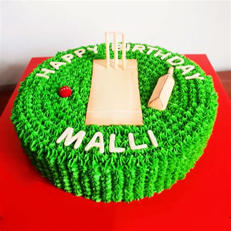 Fresh Cream Cricket Theme Cake Doorstep Cake