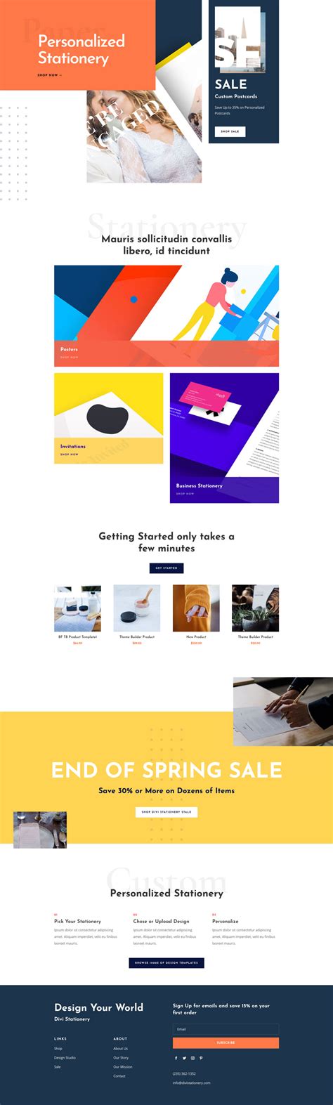 Stationery Shop Landing Page Divi Layout By Elegant Themes