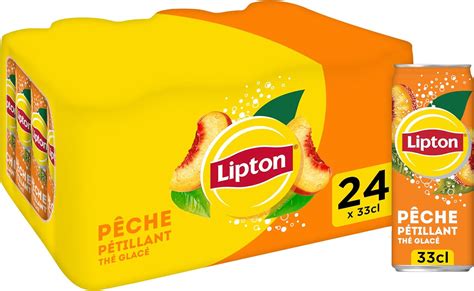 Lipton Ice Tea Pêche Pétillant Canettes 24x33CL Amazon fr Epicerie