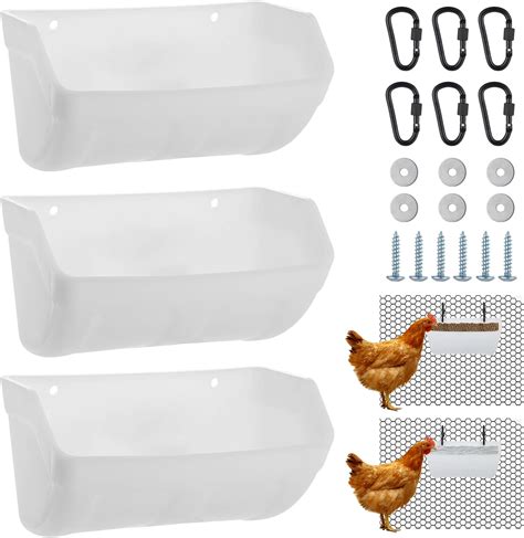 Amazon.com: 3-Pack Chicken Feeders, Hanging Fence Feeders with Hooks, Screws, and Flat Washers ...