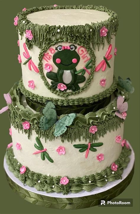 Its A Girl Frog Themed Baby Shower Cake Decorated Cakesdecor