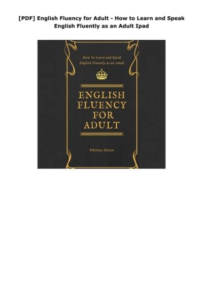 Pdf English Fluency For Adult How To Learn And Speak English