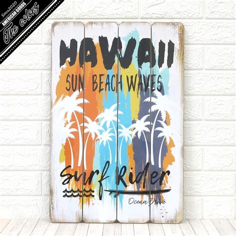 【楽天市場】hawaii ハワイ ウッドボード ウッド 看板 木製 California Surf ビーチ サーフ Beach 壁掛け