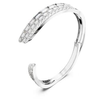 Hyperbola Bangle Mixed Cuts White Rhodium Plated Swarovski