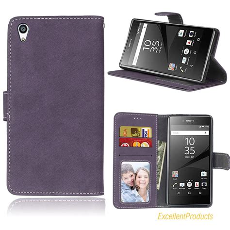 Retro Scrub Multifunction Stand Flip Pu Leather Cell Phone Protective Wallet Case Cover For Sony