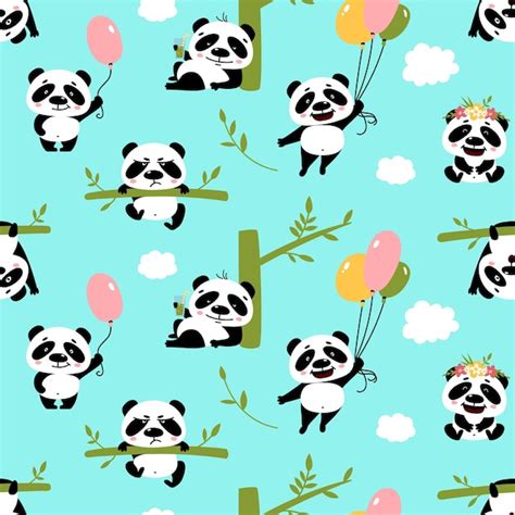 Lindo Panda De Patrones Sin Fisuras Kawaii Pandas Fondo Abstracto Ni O