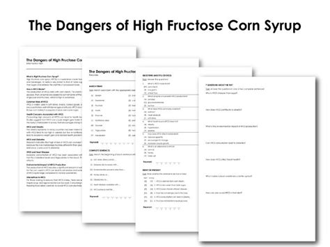 The Dangers Of High Fructose Corn Syrup Teaching Resources