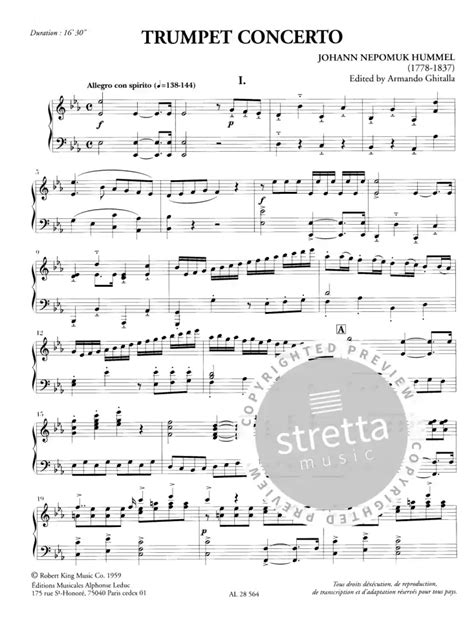 Trumpet Concerto Von Johann Nepomuk Hummel Im Stretta Noten Shop Kaufen