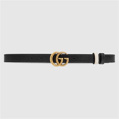 GG Marmont Reversible Thin Belt In White Leather GUCCI US