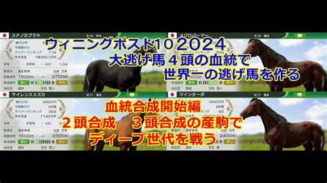 ウィニングポスト10 2024 大逃げ馬4頭の血を混ぜて最強の逃げ馬を作る 血統合成編 Youtube