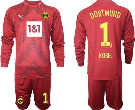 Borussia Dortmund 2022 23 Torwarttrikot Rot Langarm Kurze Hosen Mit