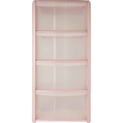 Wilko 4 Drawer Tower Blush Pink Wilko