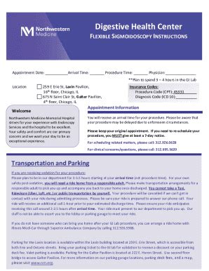 Fillable Online Flexible Sigmoidoscopy Rectal Eus Instructions Fax