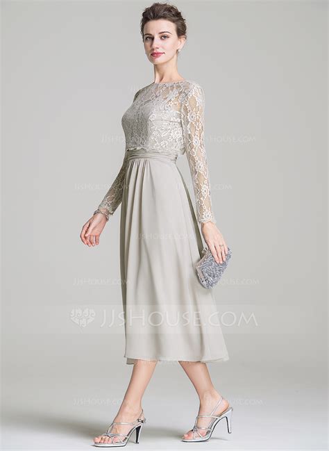 A Line Princess Sweetheart Tea Length Chiffon Mother Of The Bride Dress