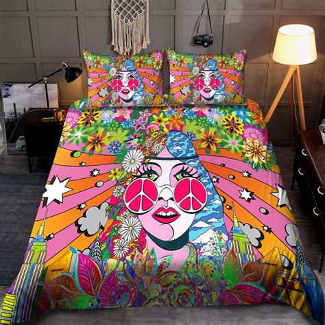 Hippie Bedding Set The World Of Hippie Girl Duvet Covers Colorful Uniq