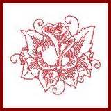 Rose Combo Redwork Applique Machine Embroidery Design