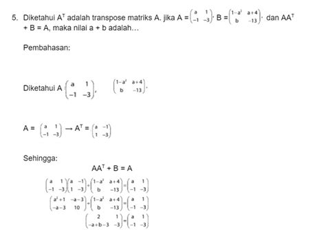 Transpose Matriks Pengertian Sifat Contoh Soal Dan Pembahasannya