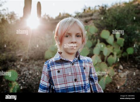 Portrait Of Non Binary Child In The Desert Stock Photo Alamy