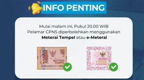 Bkn Izinkan Pendaftar Cpns 2024 Pakai Meterai Tempel