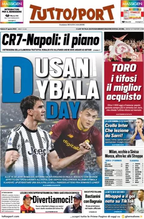 Rassegna Stampa Juve Prime Pagine Quotidiani Agosto