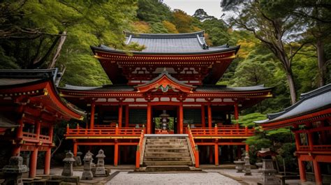 Fundo Pagode Japon S Vermelho Seus Pilares Na Floresta Fundo