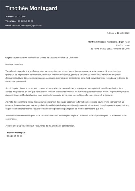 Lettre De Motivation Pompier Volontaire Sapeur Pompier Jsp