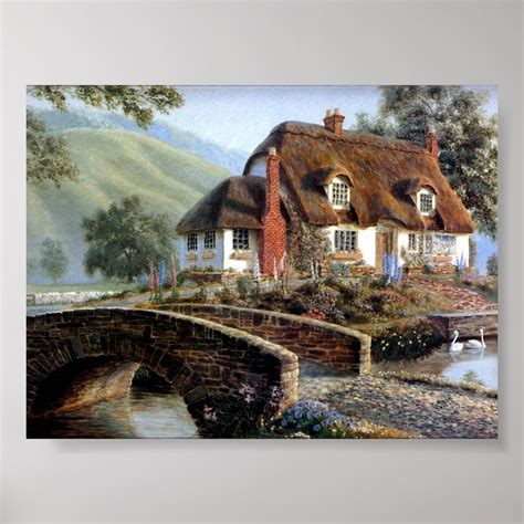 English Cottage In The Countryside Poster Zazzle