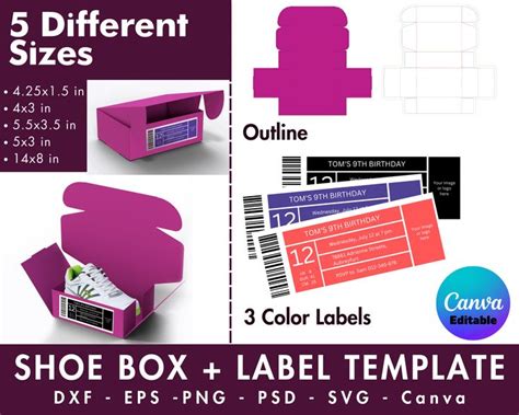 Shoe Box Favor Template Bundle Cricut Shoe Box Template Sneaker Box