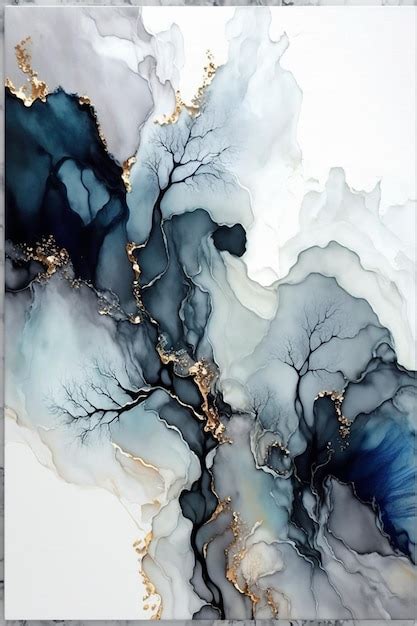 Premium Ai Image A Painting Of A Blue And White Abstract Painting