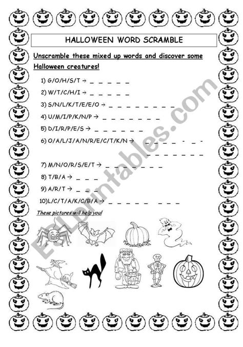 Halloween Word Scramble Worksheet AlphabetWorksheetsFree