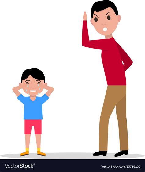 Cartoon angry father scolding her child Royalty Free Vector