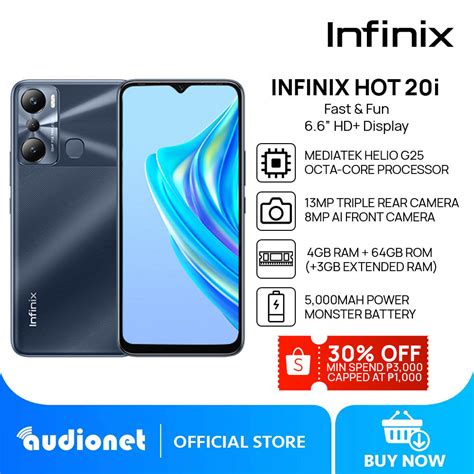 Infinix Hot 20i Smartphone 4GB RAM 64GB ROM MediaTek Helio G25 13mp Triple Camera 5000mAh