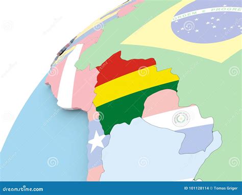 Bolivia En El Globo Con La Bandera Stock De Ilustraci N Ilustraci N