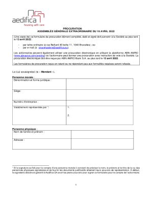 Fillable Online PROCURATION POUR L ASSEMBLE GNRALE DES Fax Email