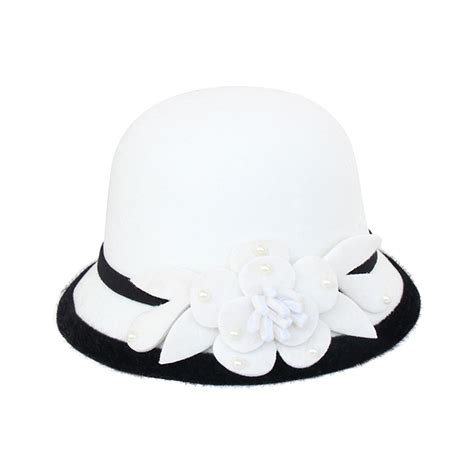 Wnegstg Women Vintage Felt Flowers Bucket Cloche Bowler Hat Church Wedding Dress Fascinator Hat