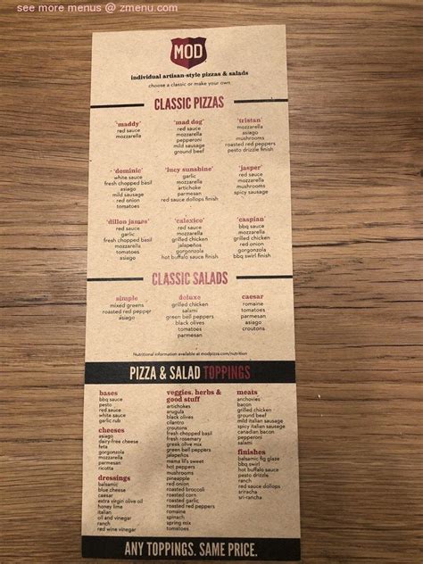 Menu At Mod Pizza Pizzeria Chesapeake