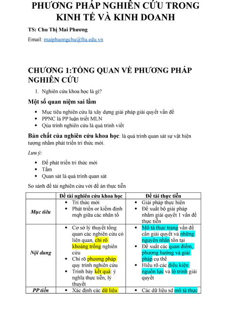 PHƯƠNG PHÁP Nghiên CỨU Trong KINH TINH TẾ VÀ KINH Doanh PHƯƠNG PHÁP