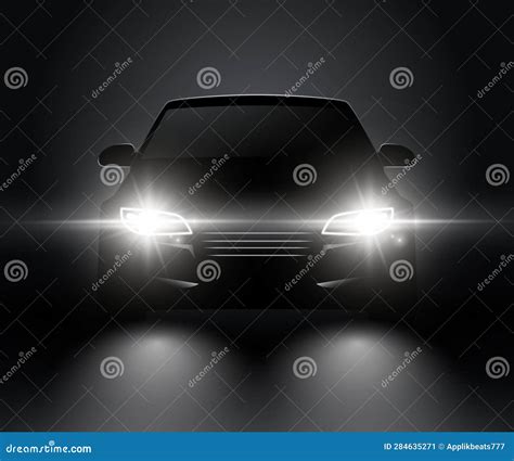 Car Lights Realistic Front Silhouette View Automobile Vector Car